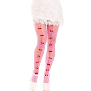 LEG AVENUE - CALZE CON APERTURE CUORE E FIOCCHI BIANCHI